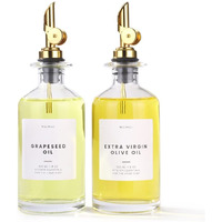 Molimoli - Premium Olive Oil Dispenser Bottles For Kitchen With Pourer - Oil And Vinegar Dispenser Set, Glass Dispenser For Kitchen, Dispenser Bottle Of 350Ml - Set Of 2