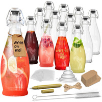 Nevlers 17 Oz Teardrop Flip Top Glass Bottle 12 Pack | Swing Top Glass Bottles With Airtight Lid, Brush, Funnel, Shrink Wrap, Tags & Marker | Beer Bottles For Home Brewing | Oil Bottle | Kombucha Jar