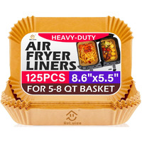 Reluien Air Fryer Liners Disposable, Airfryer Paper Liners, 125Pcs Non-Stick Oil Resistant Air Fryer Liners Square, Parchment Liners 8.6"" * 5.5"", Fit For Most Ninja Dual Airfryer, Microwaves, Ovens