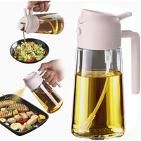 Trendplain 16Oz/470Ml Glass Olive Oil Sprayer For Cooking - 2 In 1 Olive Oil Dispenser For Kitchen Gadgets, Air Fryer, Salad, And Bbq - Peach