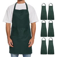 Will Well Kitchen Apron For Men And Women - 33"" X 27"" Oil-And-Water-Resistant With Adjustable Neck Strap And 38"" Waist Ties For A Snug Fit, Lightweight With 2 Front Pockets - 1-Pack, Green