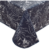 Heavy Duty Vinyl Tablecloth With Flannel Backing Waterproof Oil-Proof Plastic Table Cloth Stain-Resistant Wipeable Rectangle Or Square Table Cover For Indoor And Outdoor (Blue Leaf