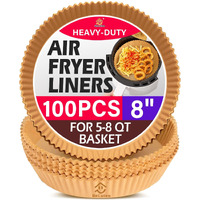 Air Fryer Paper Liners, 100Pcs Non-Stick Oil Resistant Air Fryer Parchment Paper Liners, 8 Inch Air Fryer Liners Disposable, Round Airfryer Liners For 5-8Qt Air Fryer, Baking, Roasting Microwave