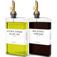 Glass Olive Oil Dispenser Bottle For Kitchen By Brighter Barns - Coffee Syrup Dispenser, Oil And Vinegar Bottle - Modern Kitchen Essentials For Home, Restaurant, Coffee Bar, Airbnb (Clear, Set Of 2)