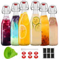 Zebeiyu Swing Top Glass Bottles 16Oz,Glass Beer Bottles With Airtight Caps For Home Brewing,Kombucha, 2Nd Fermentation, Water Kefir, Beverages, Soda, Oils, Vinegar, Limoncello(6 Pack
