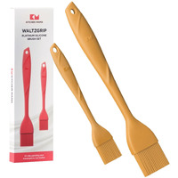 Kitchen Mama Waltzgrip Platinum Silicone Basting Pastry Brush: Set Of 2 Heat-Resistant Brushes Utensils For Cooking, Baking, Grilling, Barbecue, And Spreading Oil, Butter, Egg (Yellow)