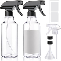 Hethyo Spray Bottles 16.9Oz Plastic Empty Spray Bottle For Hair Mist/Stream Spraying Heavy Duty Square Water Spray Bottles For Cleaning Solutions, Plants, Essential Oils 2 Pack (16.9Oz)
