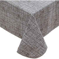 Heavy Duty Vinyl Tablecloth With Flannel Backing Waterproof Oil-Proof Plastic Table Cloth Stain-Resistant Wipeable Rectangle Or Square Table Cover For Indoor And Outdoor (Grey Striped,60X84 Inch)
