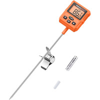 Thermopro Tp511 Digital Candy Thermometer With Pot Clip, Programmable Instant Read Food Meat Thermometer With 10'' Long Probe For Smoker Baking Grilling Candle Liquid Oil Deep Fry Thermometer