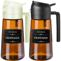 Ourcabecue Kitchen Upgraded Made Oil Sprayer For Cooking, Dark Brown 2 In 1 Spray And Pour Mist Olive Oil Dispenser 16Oz 470Ml Glass Oil Spray Bottle, Air Fryer (White + Black)