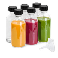 6Pack 2Oz Glass Shot Bottles With Caps And Funnels, Boston Round Glass Bottles, Leakage-Proof Ginger Shots Bottles, Wellness Shot Glass Bottles, Suitable For Diy Essential Oils, Juice, Whiskey