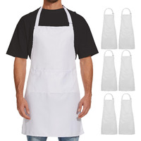 Will Well Kitchen Apron For Men And Women - 33"" X 27"" Oil-And-Water-Resistant With Adjustable Neck Strap And 38"" Waist Ties For A Snug Fit, Lightweight With 2 Front Pockets - 6-Pack, Green