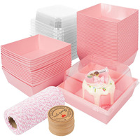 Kosotody 50 Pack Charcuterie Boxes With Clear Lids, 4 Inches Pink Oil-Proof Kraft Paper Food Containers Bakery Boxes For Sandwich, Cookies, Hot Cocoa, Cupcakes And Strawberries