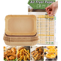Air Fryer Disposable Paper Liners For Ninja Foodi Dz201 Dz401 Fg551, 125 Pcs Rectanglar Parchment Cooking Oil-Proof Liner For Airfryer, Microwave Oven, Frying Pan, Fryers Filters Sheets Baking Basket