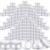 Satinior 100 Pcs Plastic Jars With Lids Small Containers Lids Wide Mouth Small Plastic Containers For Lotion Cream Rhinestones Body Butters Travel Storage(8 Oz,Clear With Clear Lid)