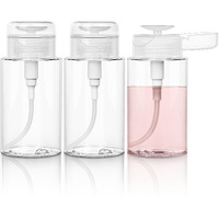 3 Pack Push Down Pump Bottle Dispenser For Makeup Remover, Facial Toner, Micellar Water, Alcohol, Nail Polish Remover Empty Push Top Bottles Containers 6.7Oz/200Ml