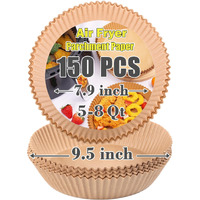 Goaus Air Fryer 150 Pcs Round Paper Liners Disposable Large For 5 To 8 Qt Basket, 7.9 Inch Unbleached Non-Stick Oil-Proof Parchment Paper