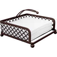 Elegant Flat Paper Napkin Holder With Dispenser Arm - Oil Rubbed Bronze Napkin Holders For Table, Kitchen, Countertops & Outdoor Tables - Square Metal Lattice Basket Dinner Napkin Holder - (Orb)