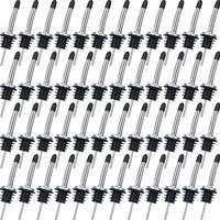 48 Pcs Stainless Steel Bottle Pourers Tapered Liquor Pourers With Rubber Dust Caps Tapered Spouts Set Bar Supplies Vinegar Bottle Dispenser Wine Liquor Spout For Oil Beer Drink Water