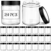 Bumobum 8 Oz Candle Glass Jars With Lids, 24 Pack Clear Glass Cosmetic Jars With Blank Stickers, 240Ml Round Empty Sample Containers For Cream, Body Scrub, Lotion, Slime Storage