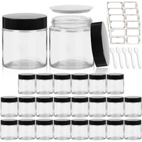 Cakkvde 4 Oz Clear Round Glass Jars With Black Lids 24 Pack- Portable Empty Glass Containers With Inner Liners For Cosmetic, Food Storage, Body Butters, Body Butter, Candle Jars