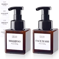Zejia 250Ml Foaming Soap Dispenser, 2-Pack Plastic Hand Soap Dispenser, Refillable Leakproof Foam Pump Bottle With Waterproof Labels, For Shampoo, Body Wash