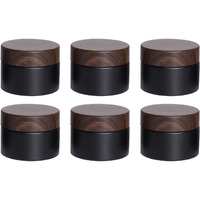 Miayon 6Pcs 1.06 Oz Small Travel Lotion Containers With Lids Glass Sample Empty Round Cosmetic Jar Bottles For Creams Makeup Lotion Toiletries Storage (Black, 30 Gram)