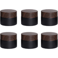Miayon 6Pcs 0.53 Oz Small Travel Lotion Containers With Lids Glass Sample Empty Round Cosmetic Jar Bottles For Creams Makeup Lotion Toiletries Storage (Black, 15 Gram)