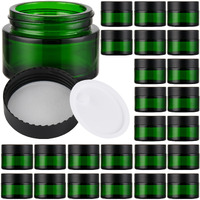 Glass Jars With Lids,Eco-Friendly Cosmetic Containers With Airtight Black Lids & Liners, Multi-Color Options For Cream, Lotion, Body Butter, Diy Skincare Travel Jars (Green, 1Oz)