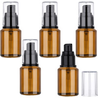 Segbeauty 1Oz Refillable Lotion Bottle With Pump, Pack Of 5 Frosted Travel Glass Bottles Creams Lotion Containers Foundation Bottle For Travel Size, 30Ml Makeup Pump Dispenser For Toiletries Amber
