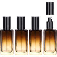 Segbeauty 3.38Oz Glass Lotion Dispenser With Pump, 4 Pack Gradient Brown Refillable Cosmetic Containers 100Ml Lotion Bottle Travel Size With Pump Empty Container Glass Travel Bottles For Toiletries