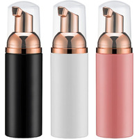 2Oz Foam Pump Bottle (3Pcs) Empty Travel Foaming Dispenser For Hand Soap, Lash Cleanser, Shampoo (60Ml, Rose Gold &Black,White,Pink