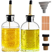 Gegewawa Olive Oil Dispenser Bottle For Kitchen With Metal Spout, Glass Oil Bottles 7Oz, Elegant Glass Cooking Oil Dispenser For Kitchen-2Pcs
