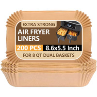 Ubeesize Air Fryer Paper Liners Disposable For Ninja, 200 Pcs Non Stick Parchment Paper For Ninja Dz201/Dz401 Dual, Oil Proof, Water Proof Food Grade Air Fryer Accessoriess(Rectangle - 8.6""X5.5"")