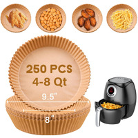 Golden Associate Disposable Paper Liner Round 250 Pcs For 4 To 8 Qt Air Fryer Baskets, Non-Stick Oil-Proof Parchment Liner Cooking Paper
