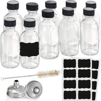10Pack 2Oz Glass Bottles With Caps,Wellness Shot Bottles Sample Bottles For Bourbon Whiskey,Liquor,Potion,Oils,Vanilla Extract,Tincture,Hot Sauce,Syrup,Juice,With Funnels,Labels,Brush,No Leakag