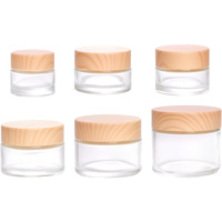 Miayon 6Pcs Small Travel Lotion Containers With Lids Glass Sample Empty Round Cosmetic Jar Bottles For Creams Makeup Lotion Toiletries Storage (White, Mixed Size)