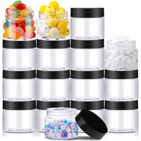 Patelai 16 Pack 2Oz Empty Slime Containers Jars With Lids Round Clear Plastic Jars Wide-Mouth Refillable Storage Organizers For Slime Making, Diy Crafts Cosmetic, Home And Kitchen Organizing(Black)