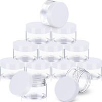 Satinior 12 Pack 12 Oz Plastic Container Jars With Lids Round Clear Travel Cosmetic Container Slime Jars For Toiletries, Lotion, Cream, Ointments, Makeup, Rhinestone, Samples, Kitchen Storage(White)