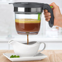 Ivyhome 4 Cups Plastic Fat Separator With Bottom Release, Gravy Grease Separator, Soup Oil Separator Measuring Cup