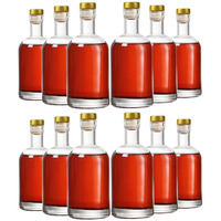 Kaachli Clear Glass Bottles 6 Oz - 200Ml [Pack Of 12] For Wine Beverages Drinks Oil Vinegar Kombucha Beer Water Soda With Cork Stopper Airtight Lid
