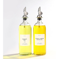 Molimoli Oil And Vinegar Dispenser With Metal Pour Spout, Weighted Pourer, Glass Bottle Dispenser For Kitchen, Olive Oil Cruet, Glass Olive Oil Bottle | 500Ml, Set Of 2