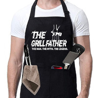 Zooron Funny Black Chef Aprons For Men Adjustable Bbq Kitchen Cooking Aprons With Pocket Waterproof Oil Proof Fathers Day/Birthday (The Grillfather)