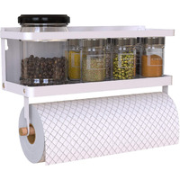 Hoopoton Magnetic Spice Rack Organizer Single Tier Refrigerator Spice Storage Shelf, Easy To Install The Side Of The Refrigerator Can Hold Spices, Jar Of Olive Oil (White, With Hook)