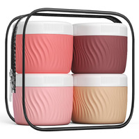 Kuangre Travel Containers For Toiletries, Silicone Cream Jars Bpa-Free, Tsa Approved 3Oz Travel Size Containers, Leak-Proof Portable Size Silicone Jars With Lid For Face Hand Body Cream (4 Pack)