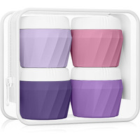Travel Containers For Toiletries, Premium Silicone Cosmetic Cream Jars, Tsa Approved Leak-Proof Refillable Travel Size Toiletries With Clear Bag For Cosmetic Face Body Cream (Purple, 1Oz)