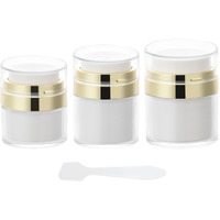 Segbeauty 3Pack Airless Pump Jar Lotion Container, Mixed Pack Empty Cream Subpackage Jar Vacuum Bottle Dispenser, Gold Refillable Cream Vacuum Bottles Travel Size For Lotion Moisturizer Creams