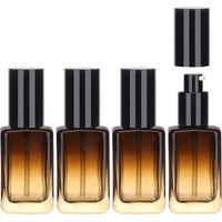 Segbeauty 1.69Oz Glass Pump Bottle, 4 Pack Empty Lotion Containers 50Ml Travel Size Pump Bottles Glass Lotion Dispenser Gradient Brown Foundation Bottle For Essential Oil Blends Cream