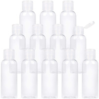 Trendbox 12 Pack Plastic Empty Bottles With Flip Cap For Shampoo, Lotions, Liquid Body Soap, Cream (2 Oz / 60 Ml)