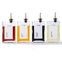 Apt 1101 Olive Oil Dispenser For Kitchen, Cooking Oil And Vinegar Dispenser Set, Olive Oil Bottle, Soy Sauce Dispenser, Coffee Syrup Bottles With Stainless Steel Pourers - 4 Pcs, Gold